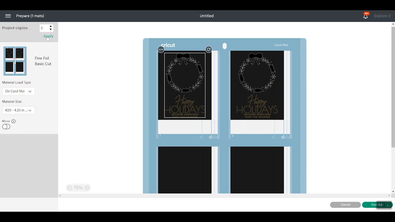 add insert card designs to a card mat