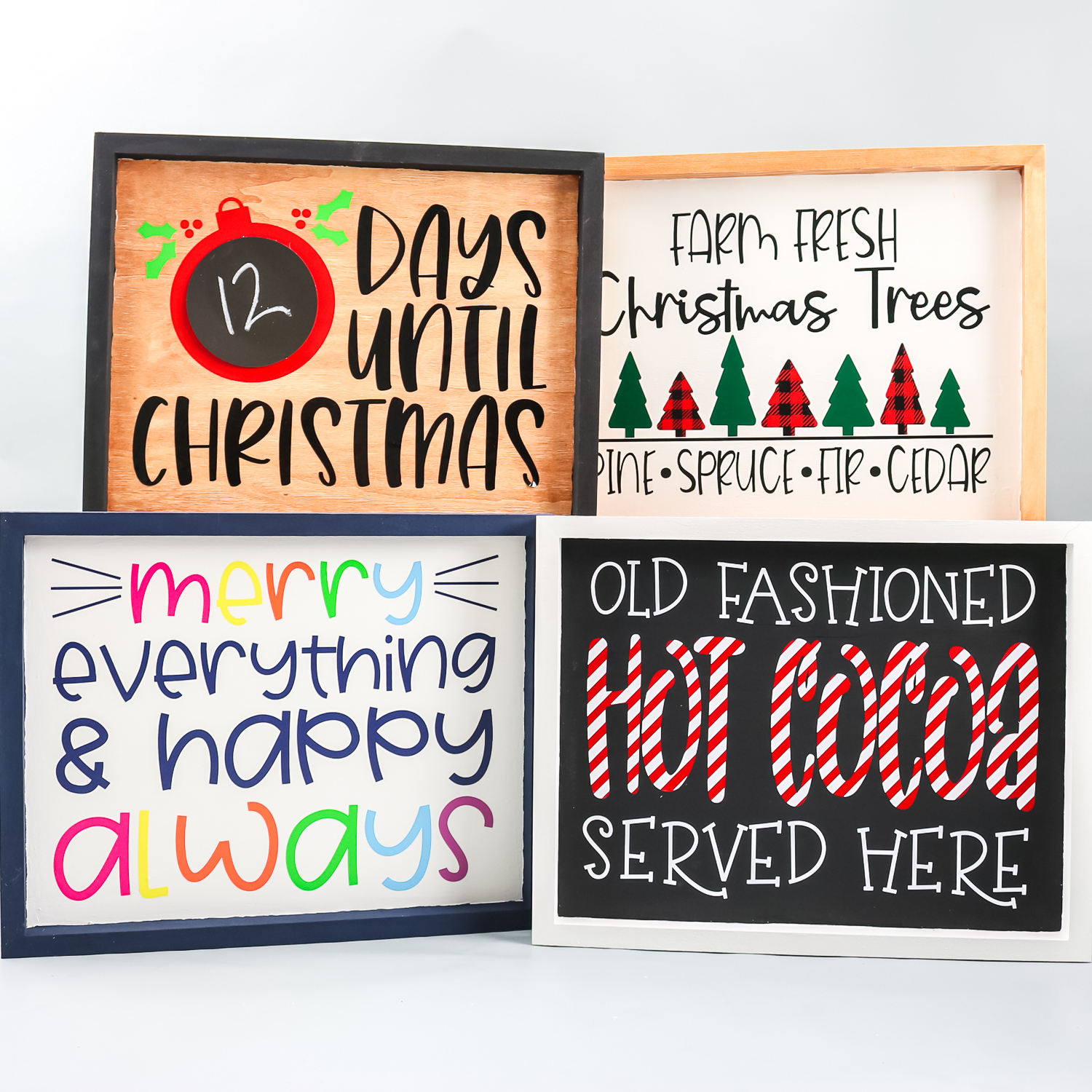 Cricut Christmas Signs with layered vinyl for the holidays.