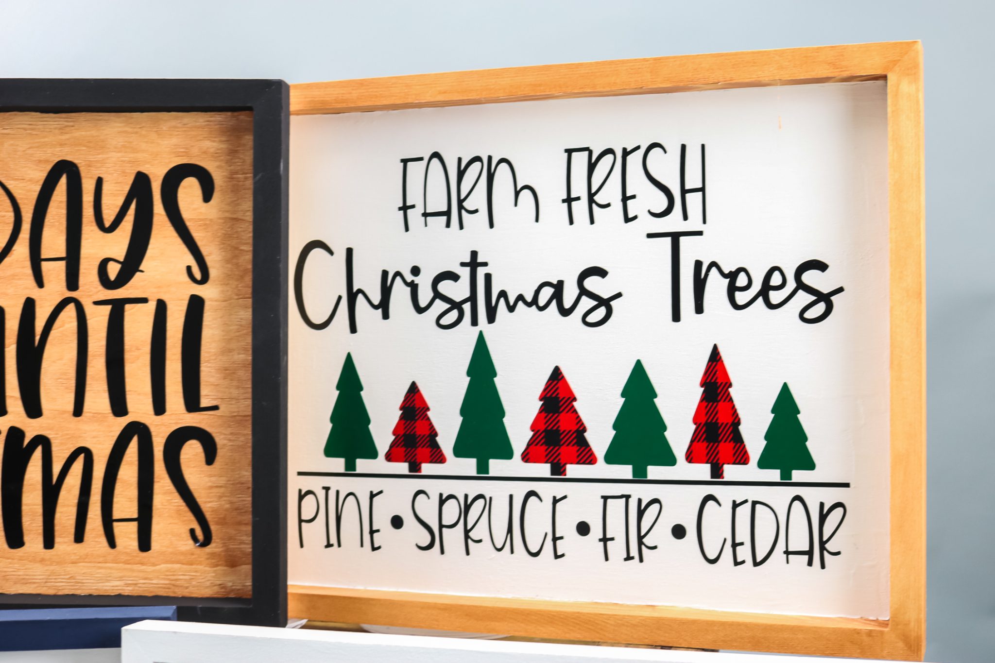 Finished farm fresh Christmas trees sign.