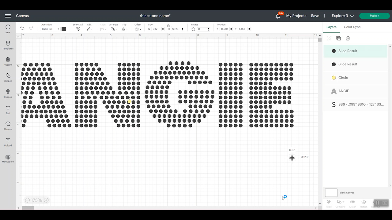 slicing rhinestone font