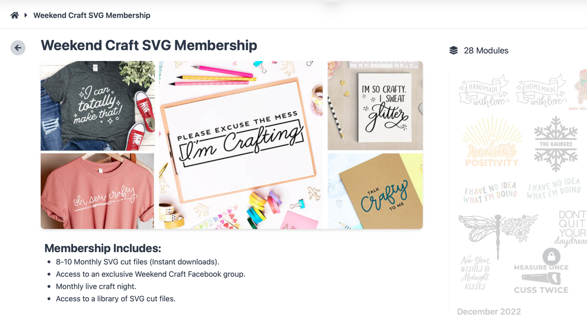 Weekend Craft SVG membership.