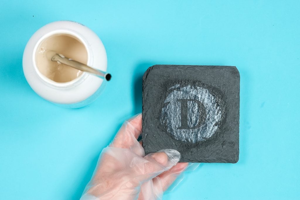 Etch slate with a Cricut - clean Armour Etch off.