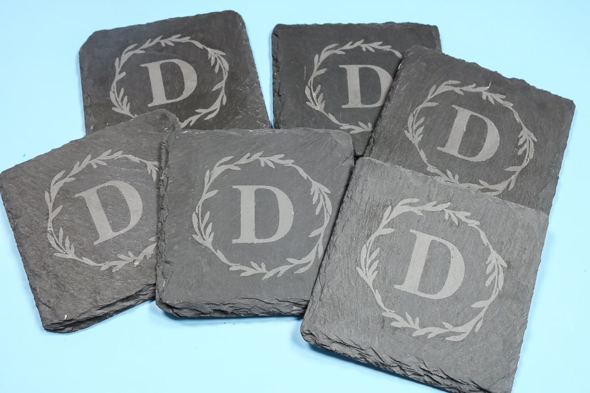  Glass Etching Monogram Coaster Kit: Make Your Own 6 Coasters  with Your Monogram Script Letter, Etching Cream, Brush, Free How to Etch CD  : Arts, Crafts & Sewing