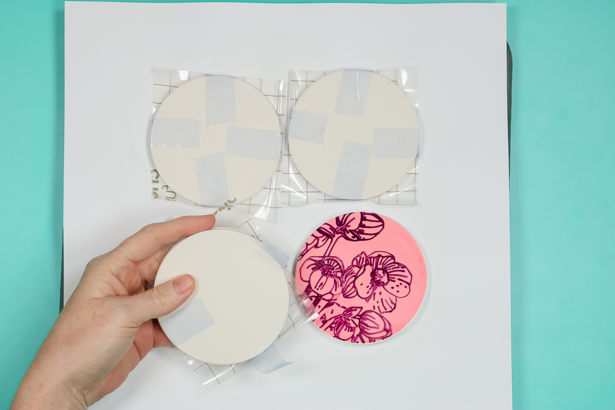 Remove Infusible Ink sheet from coaster.