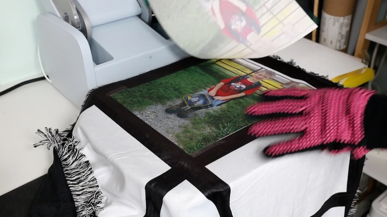 Remove sublimation print and reveal blanket!