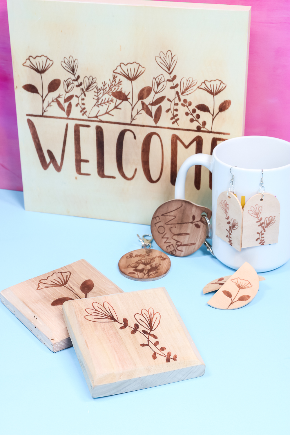 Cricut wood burning finished projects - vertical.