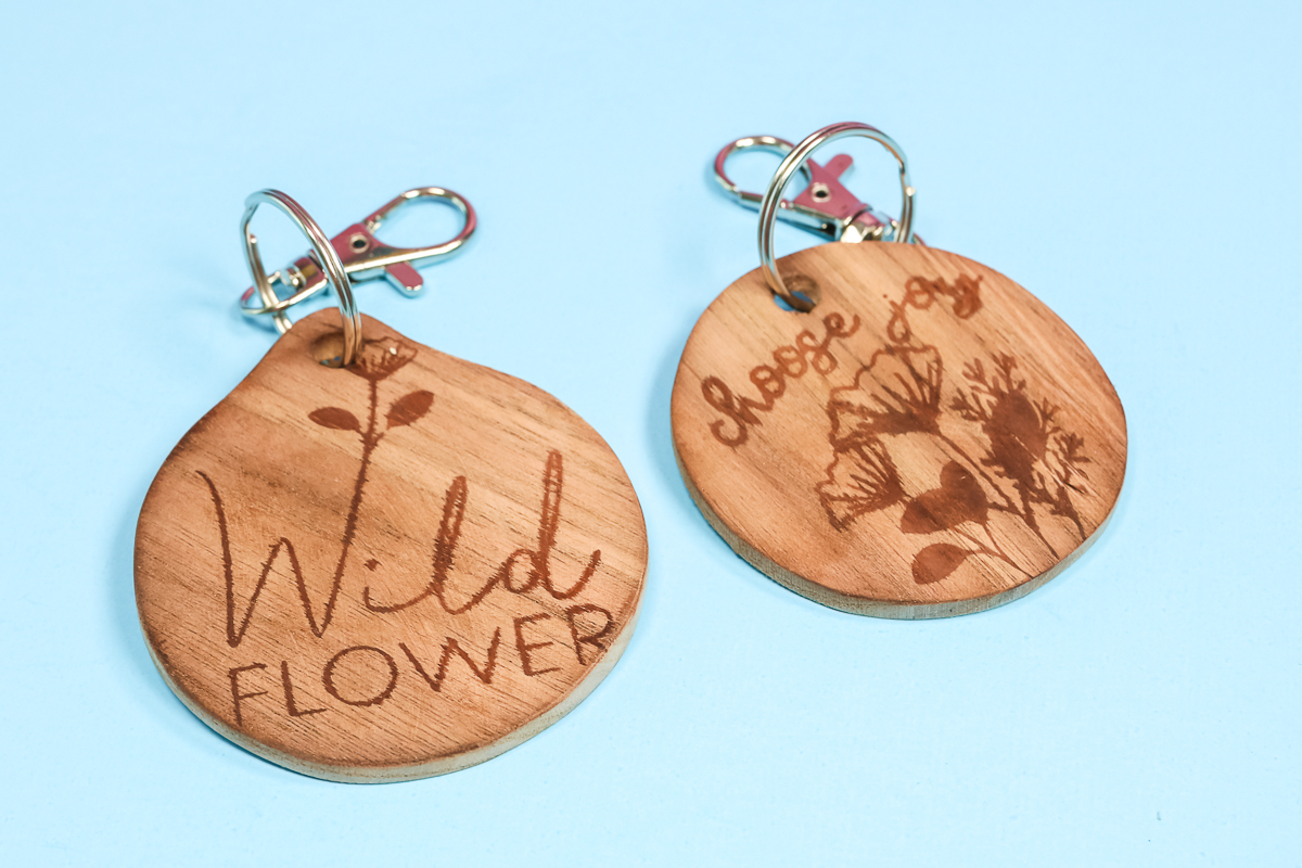 Key chains made with Cricut and Scorch marker.