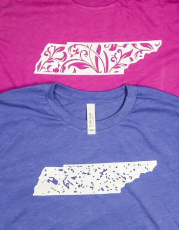 Close up of finished shirts using weeding Iron-on hack.