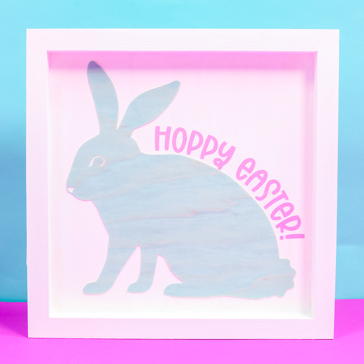 hoppy easter sign with a bunny