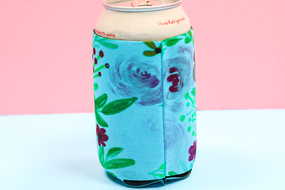 Full wrap flat sublimation koozie with can inside.