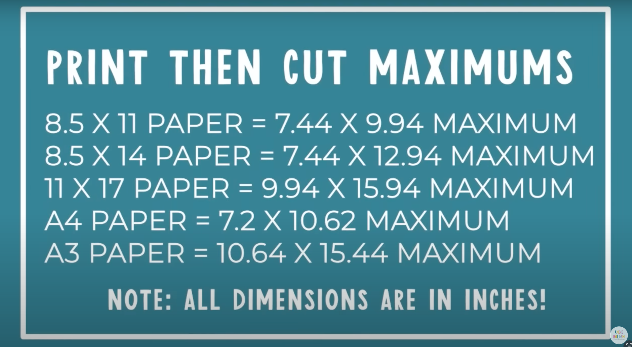 Print Then Cut size guide.