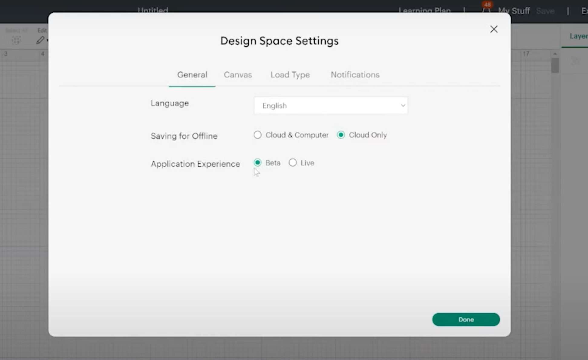 Changing Design Space from Live to Beta version.