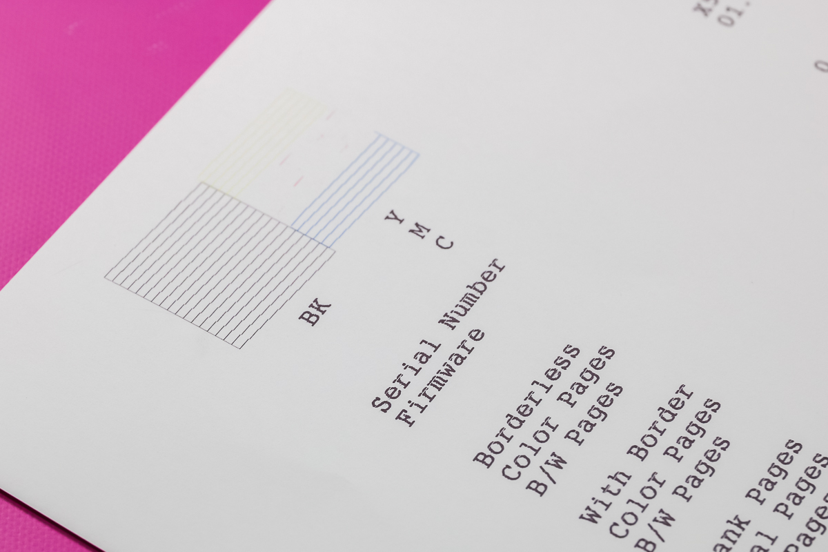 Nozzle check printer page.