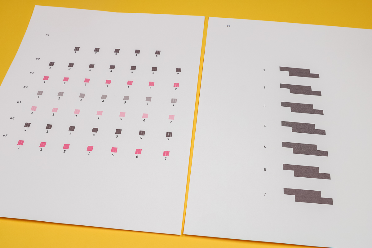 Print head alignment pages.