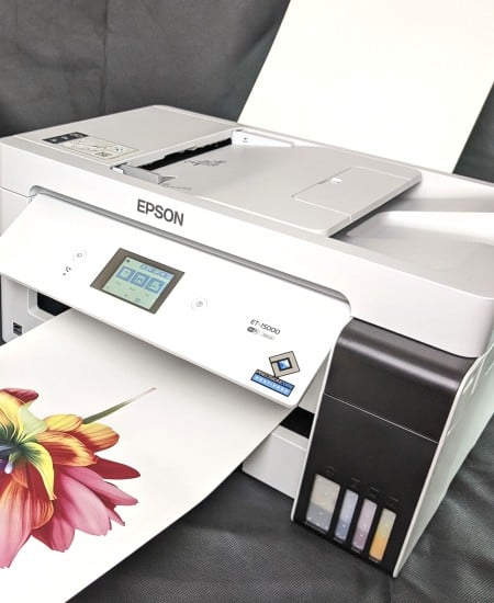 Large-format sublimation printer with image.