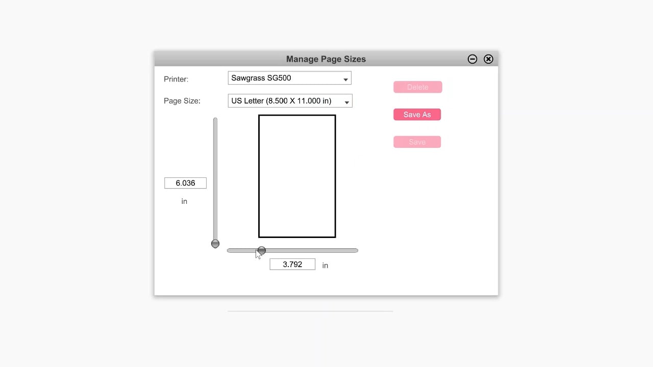 adding paper size to sawgrass printer