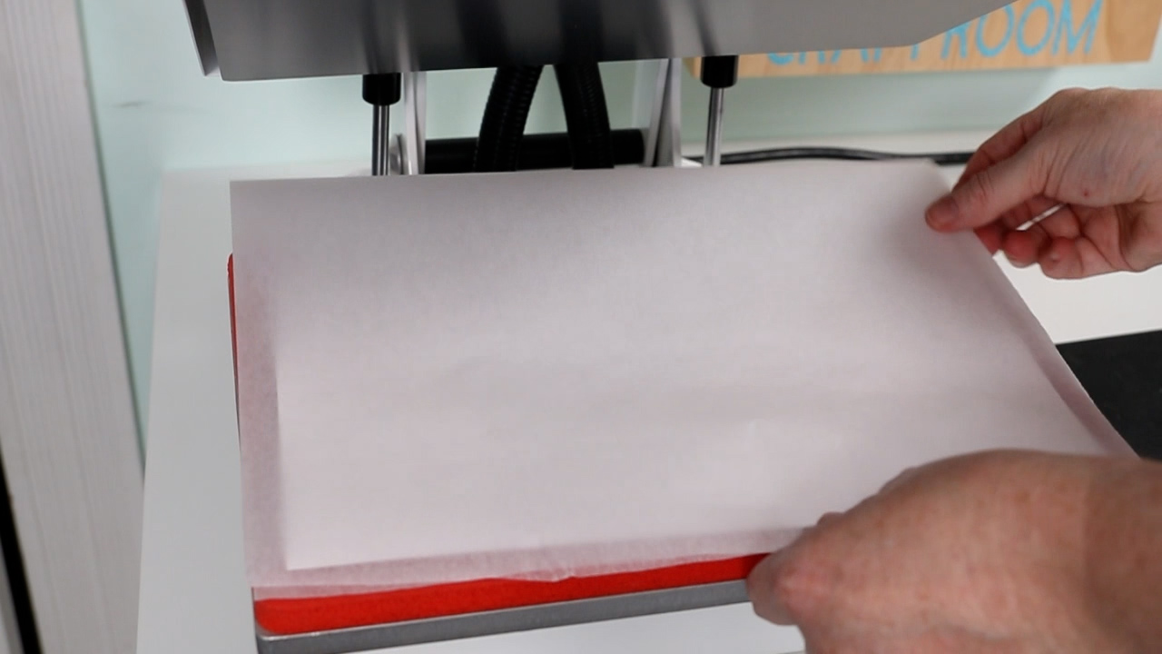 adding puzzle to heat press