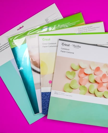 Cricut cardstock options in packaging.