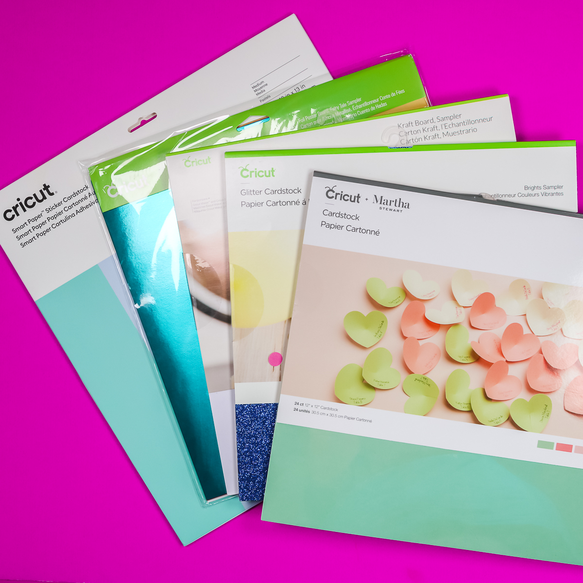 Cricut cardstock options in packaging.