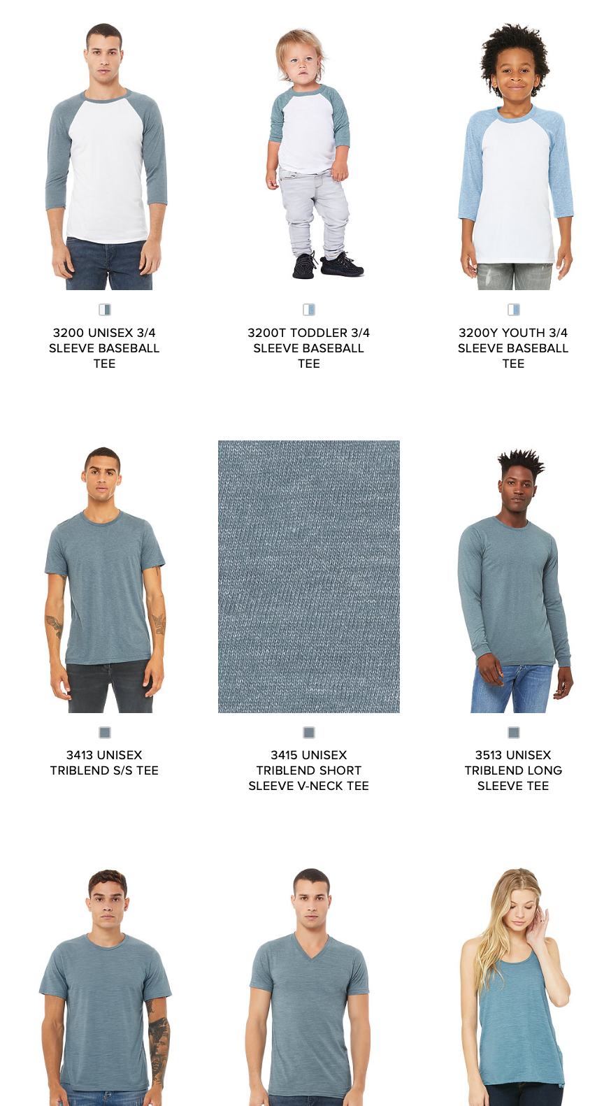 BELLA+CANVAS wholesale shirts in denim blue.