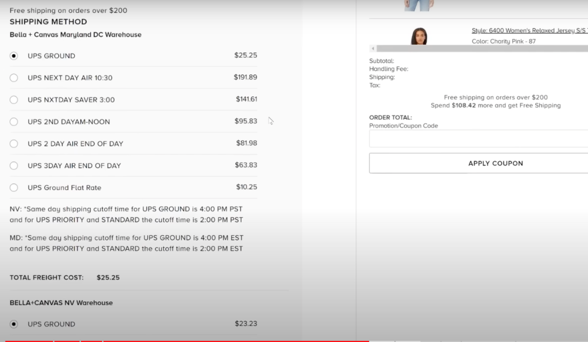 Shipping fees from multiple warehouses.