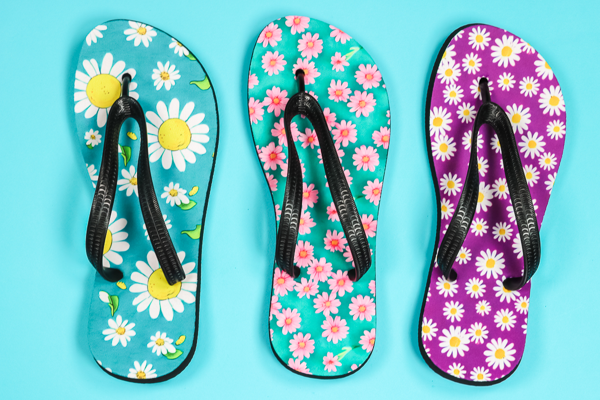 Finished sublimation flip flops.