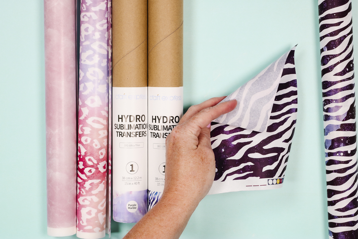 Comparing front and back side of hydro sublimation sheets.