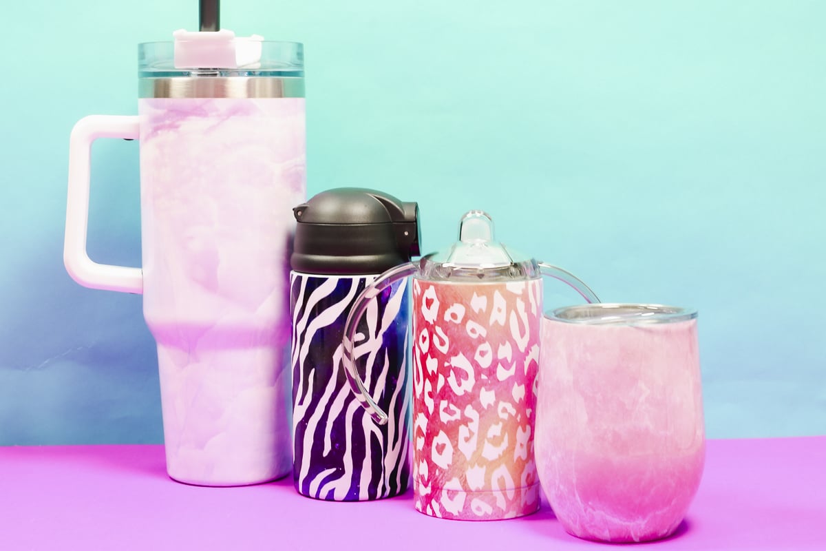 tumblers made with hydro sublimation sheets
