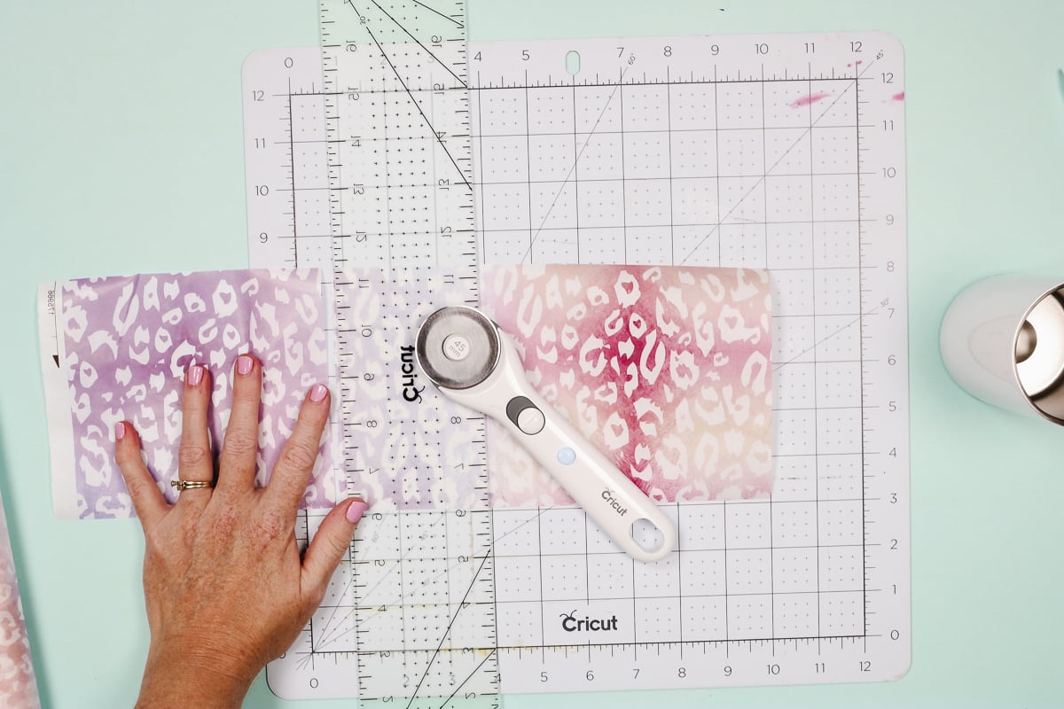Use rotary blade and ruler to trim hydro sublimation sheets.