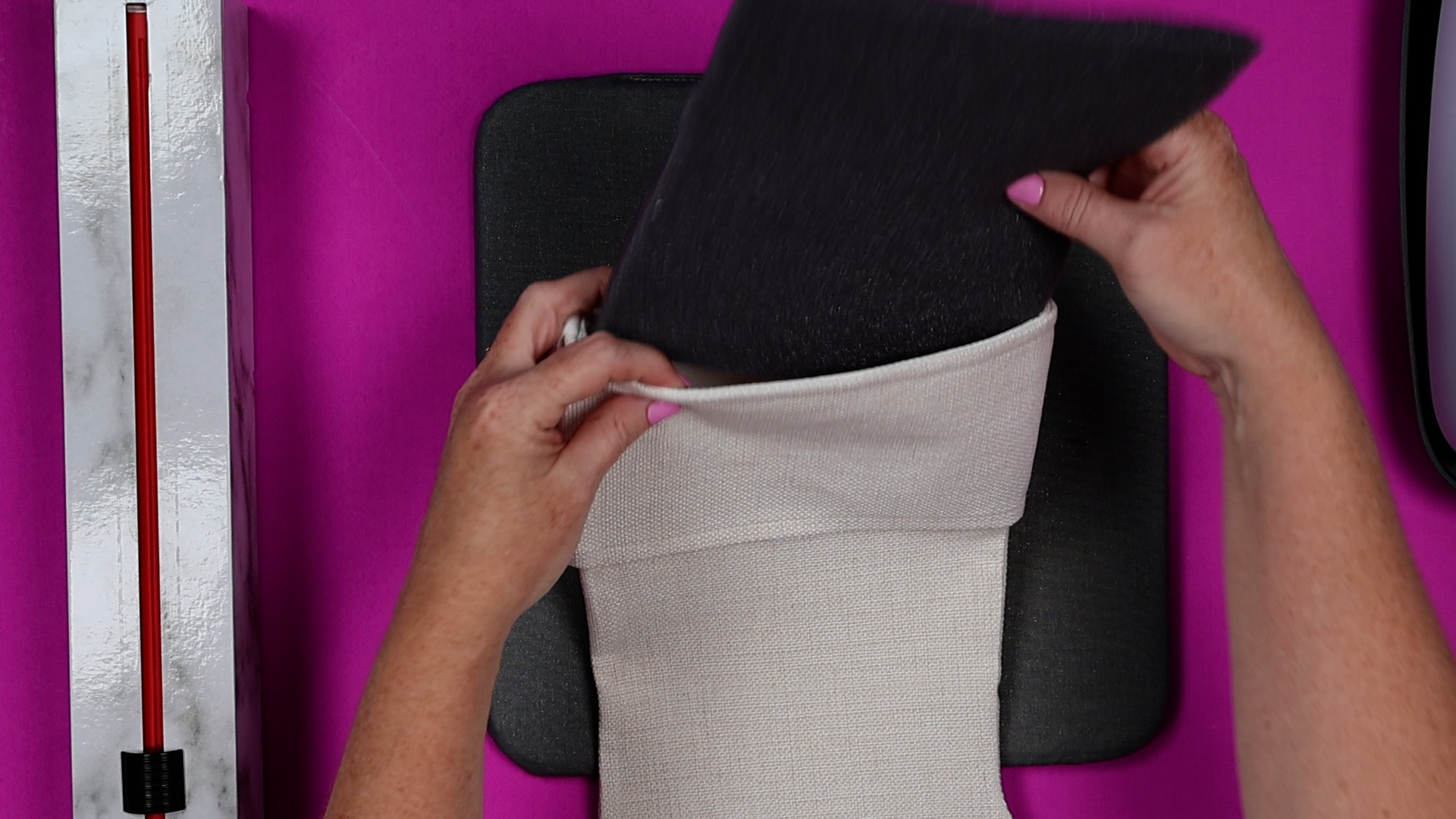 Add pressing pillow inside sublimation stockings.