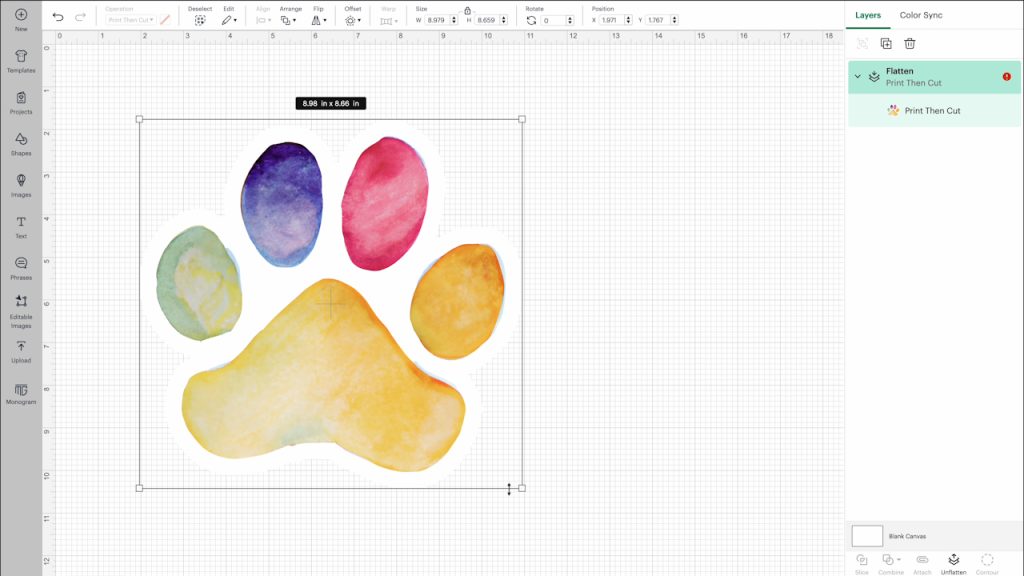 How to Use Cricut Printable Iron on - Flatten Object In Cricut Design Space 1024x576 