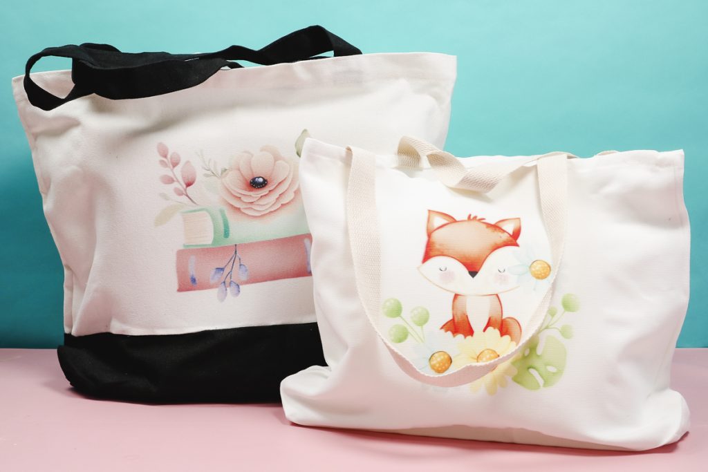 Sublimation tote bags.