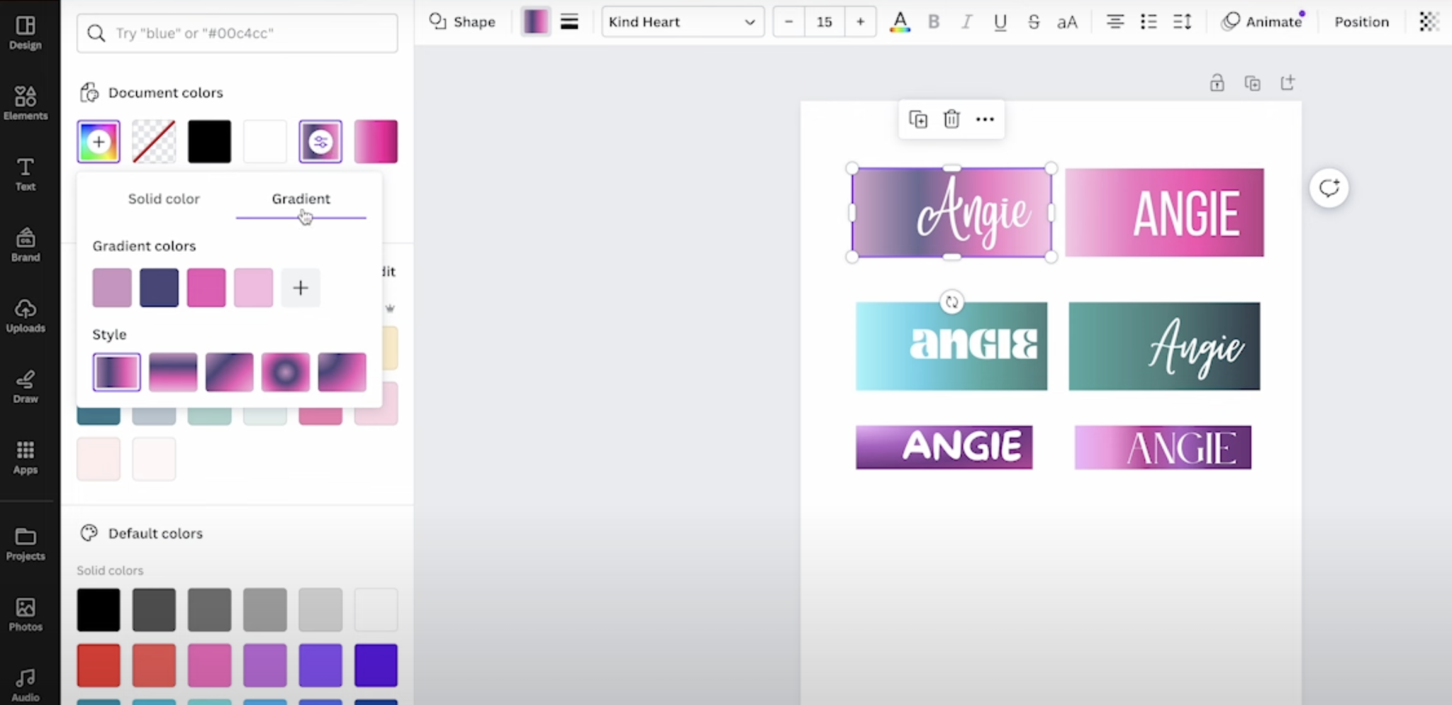 How to change colors in Canva.