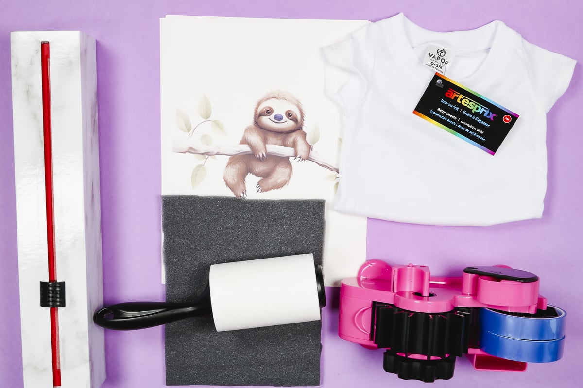 Baby sublimation onesie supplies.