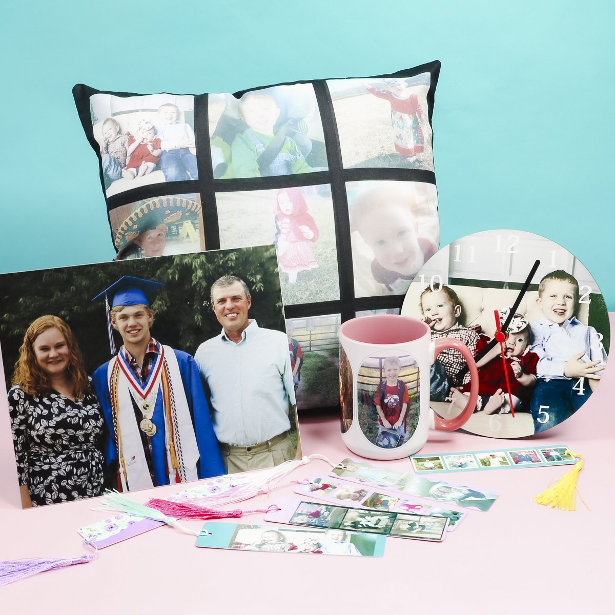 5 different finished photo sublimation gifts.