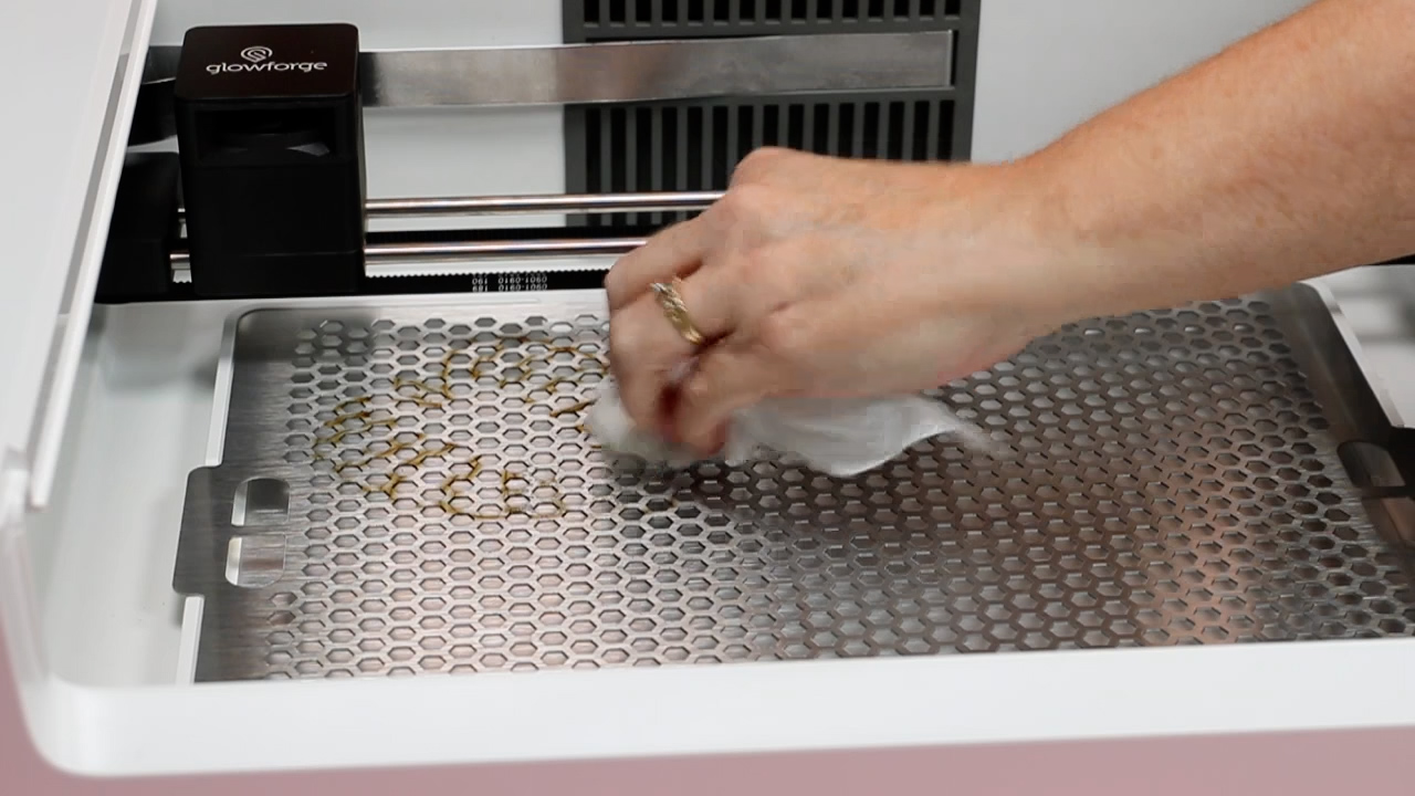 cleaning glowforge spark tray