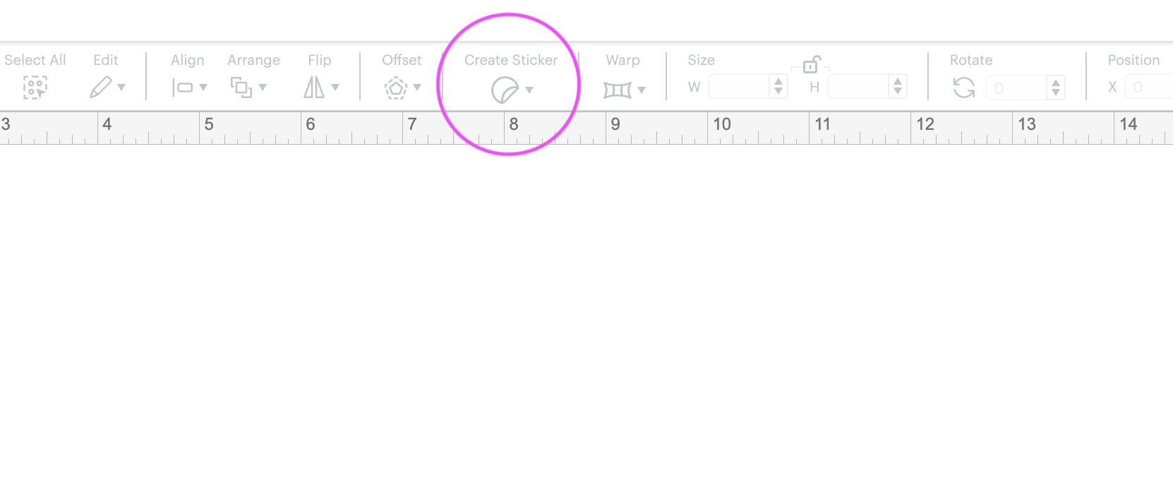 create sticker in design space toolbar