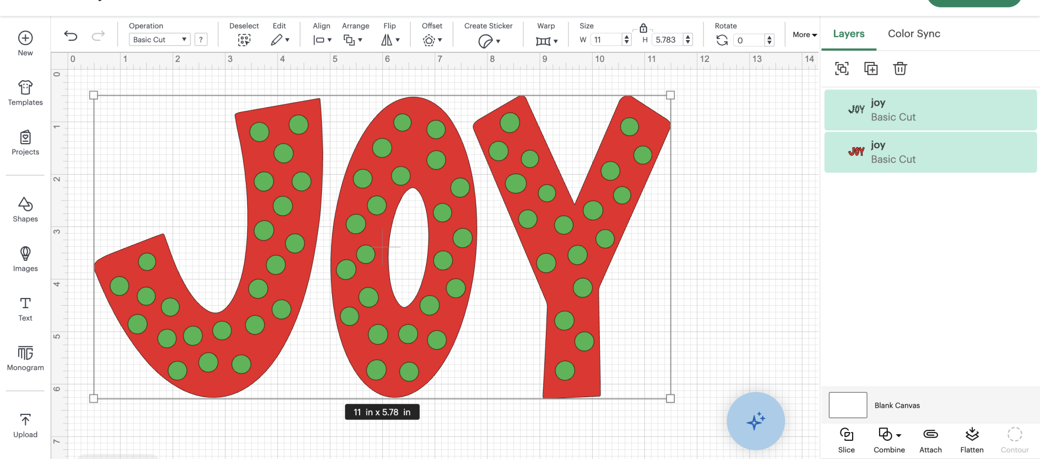 Free Layered Joy SVG in Design Space.