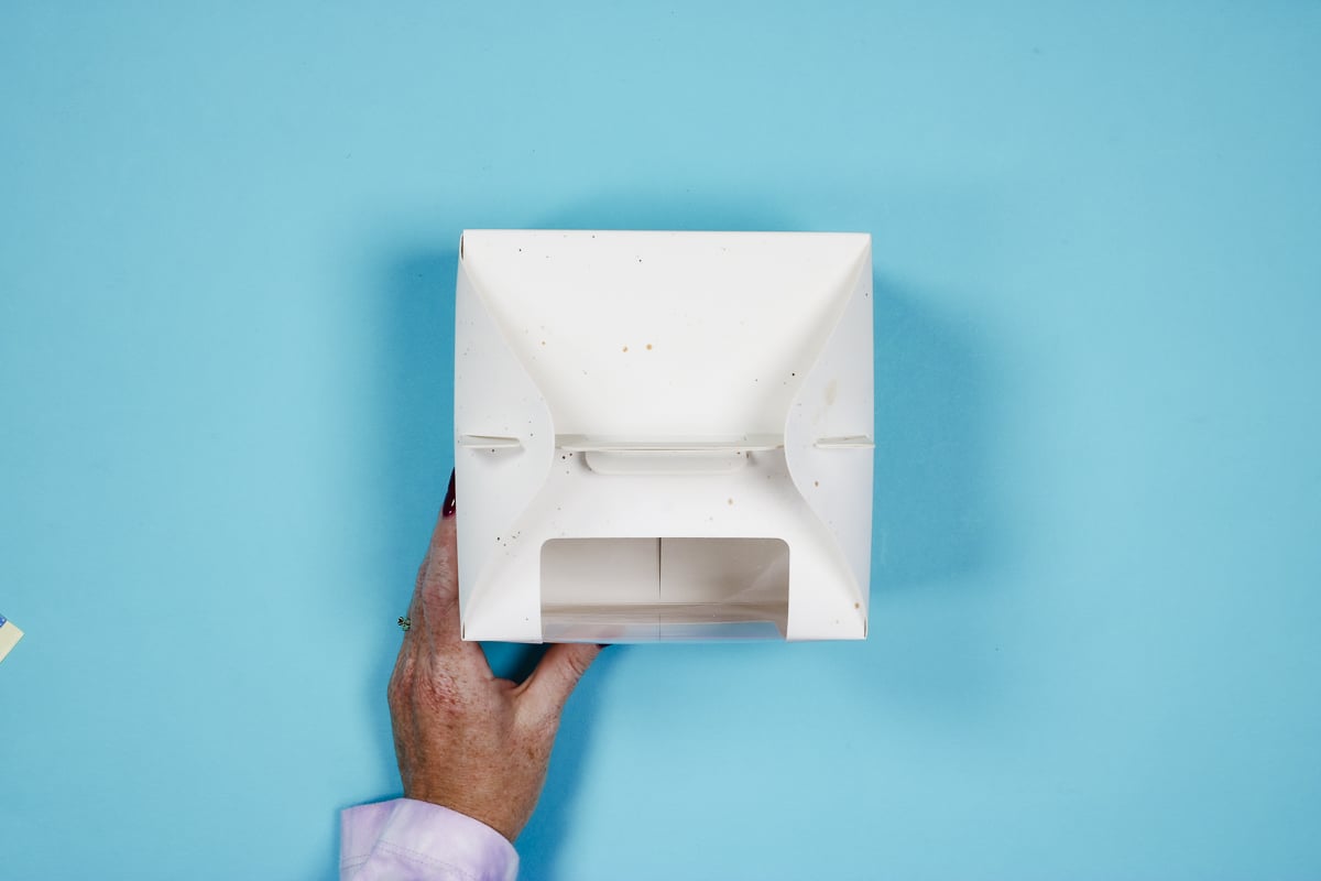 Fold top flaps together to close the box.