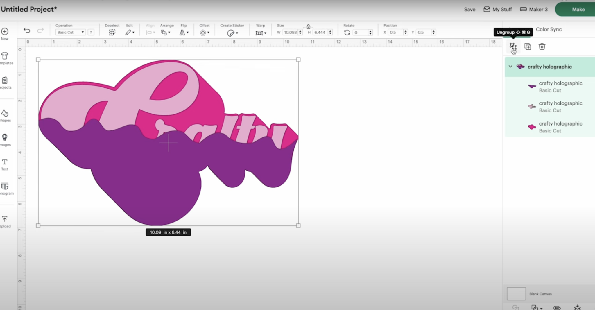 Upload SVG design into Design Space.