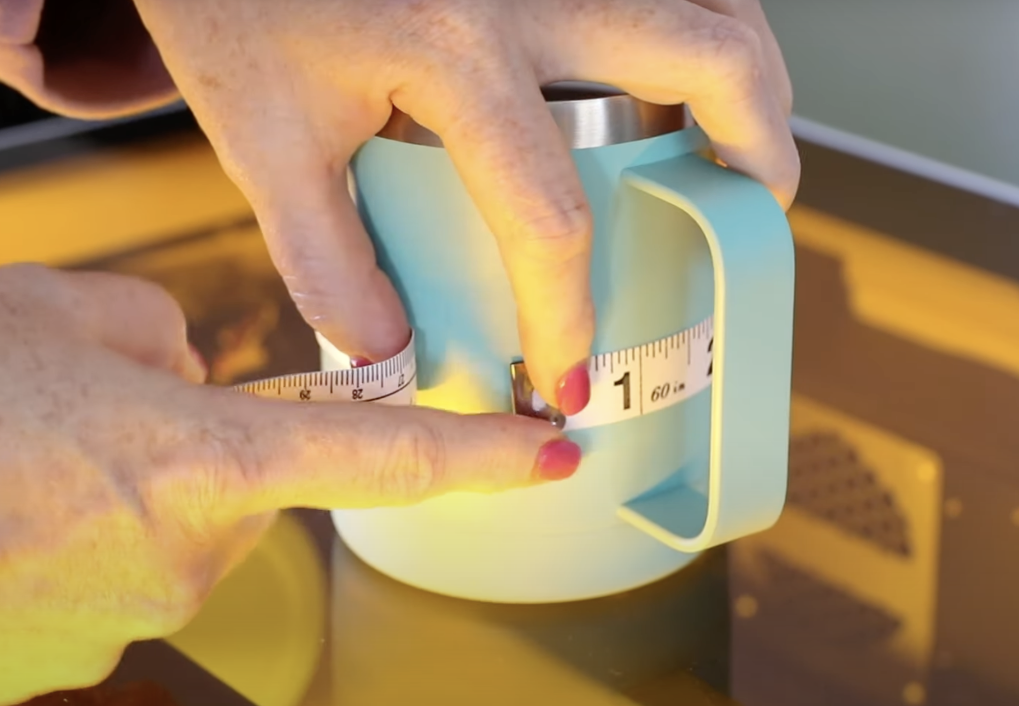 Measure the outside of the tumbler.