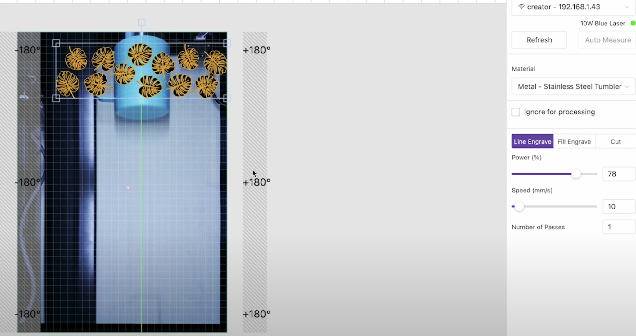 Option to change design from Fill Engrave to Line Engrave to save time.