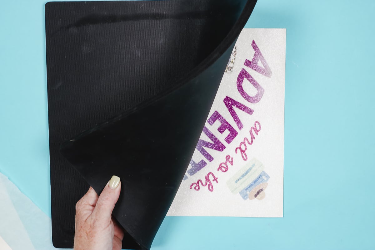 Cool cardstock under mat to flatten.