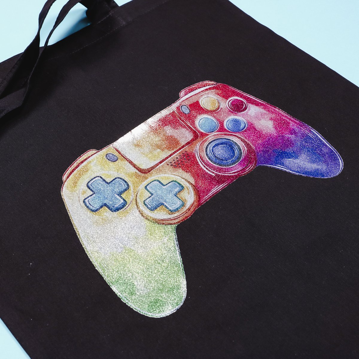 glitter transfer on a tote bag