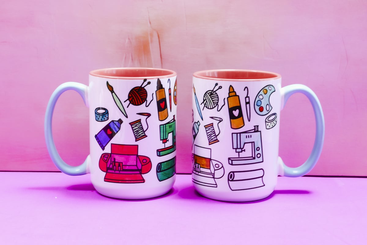 Finished sublimation mugs.