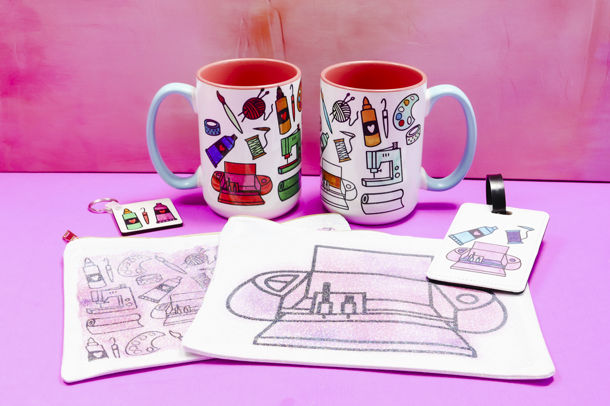Finished projects from sublimation coloring books.