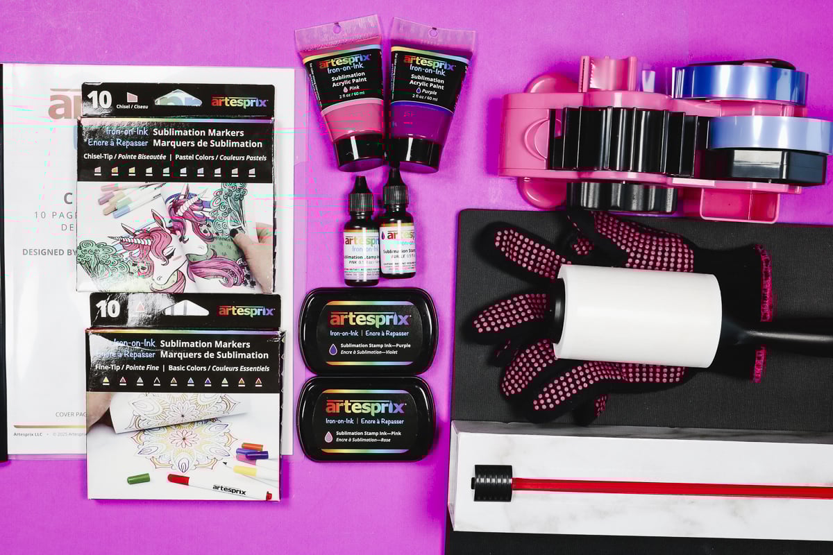 Sublimation coloring page supplies.