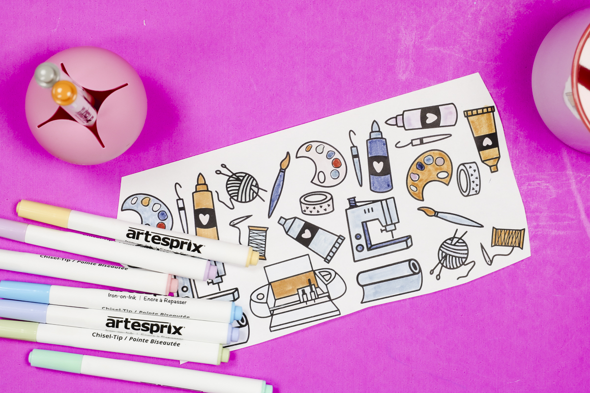 Sublimation markers with coloring page.