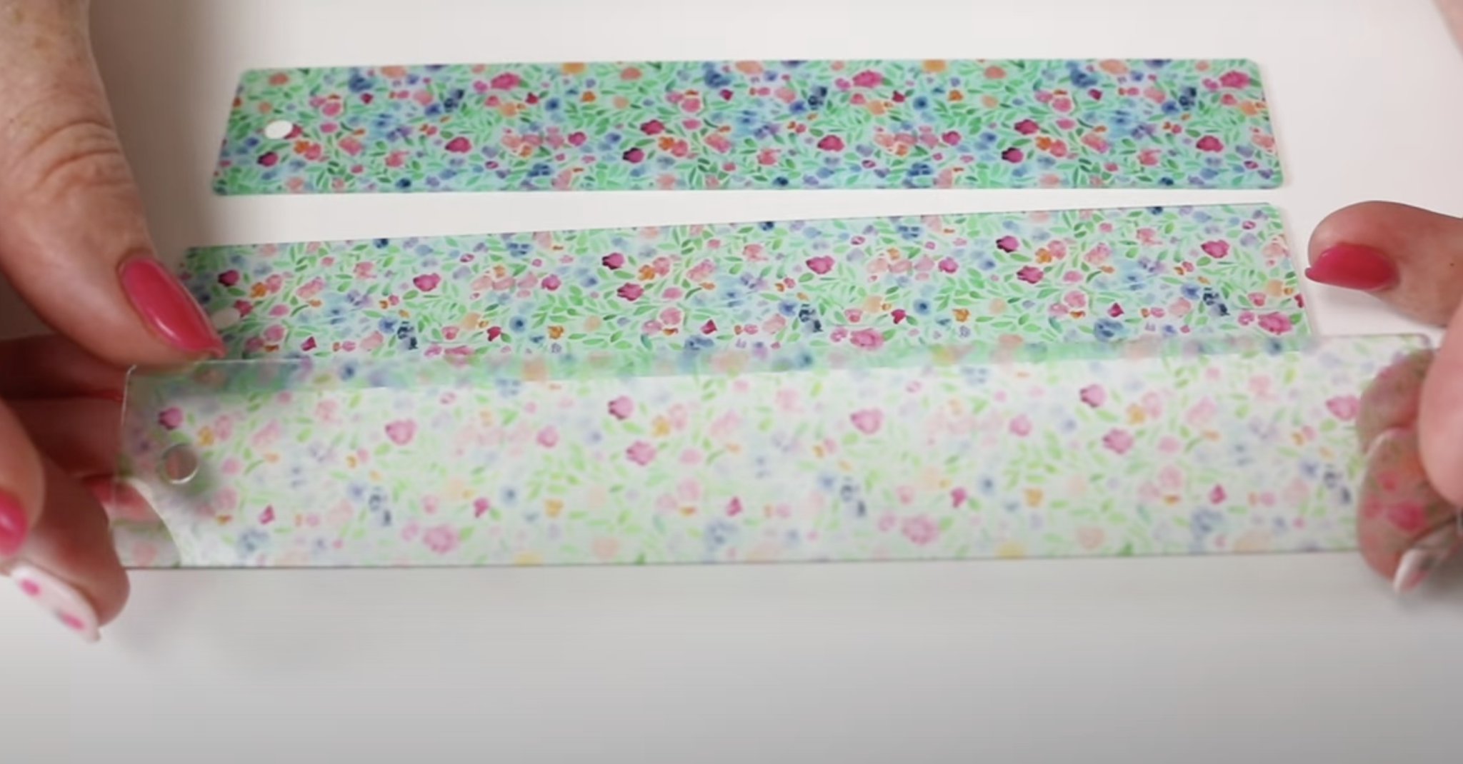 Acrylic bookmark with CMYK print.