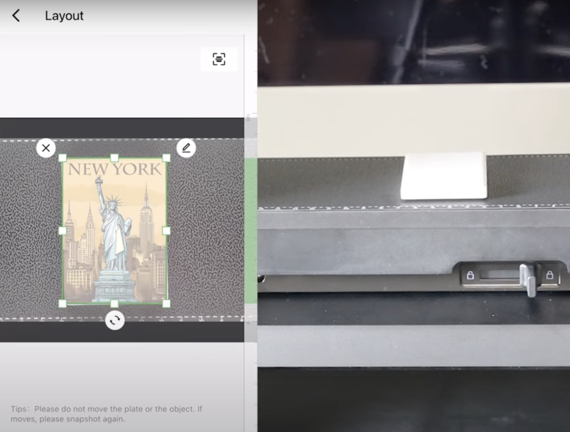 Adjust print so it is located correctly on the blank.